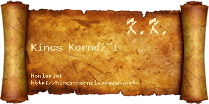 Kincs Kornél névjegykártya